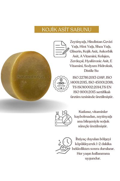 Kozmetigo Natural Kojic Acid Collagen Soap, Rich Vitamin Soap for Comedones Skin 100GR