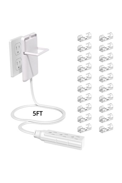 Choice 85-220v Us 3 5ft Whtie Flat Power Outlet Expander Slim Wall Gauge Plug With 3/5 Foot Cable, Power S