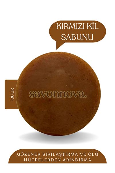 Kozmetigo Natural Red Clay Soap, Natural Peeling Effect, Soap for Damaged Skin 100GR