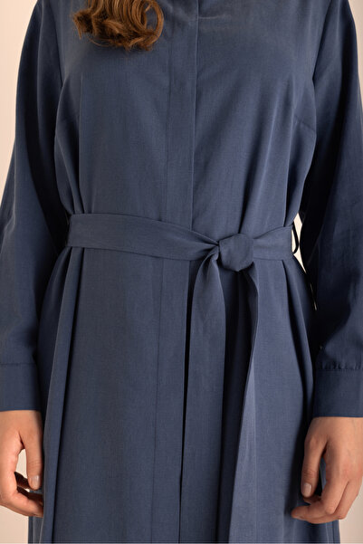 Aker Lacivert Cotton Gömlek Elbise