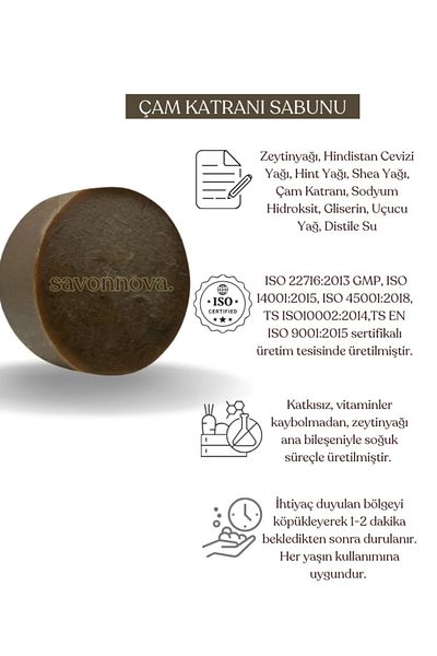 Kozmetigo Natural Pine Tar Soap, Additive-Free Soap for Skin Problems 100GR