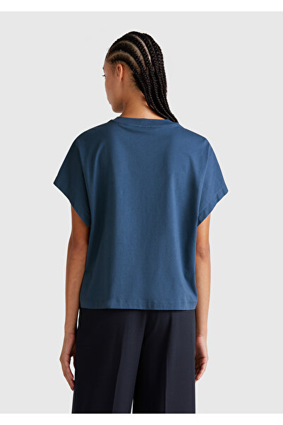 United Colors of Benetton Γυναικείο τζιν 100% βαμβακερό μπλουζάκι με μανίκια κιμονό