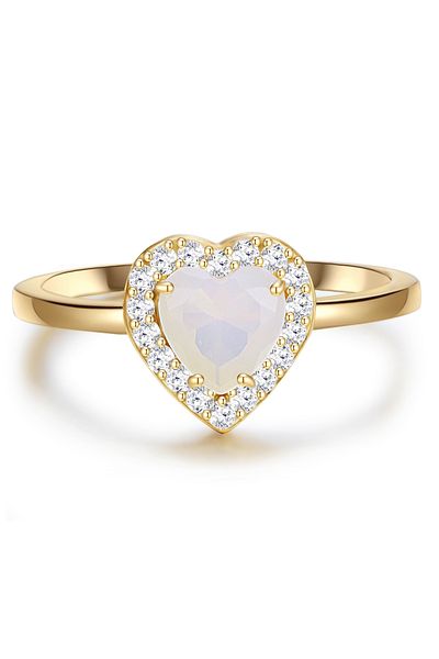 Glanzstücke München Silberring Ring Sterling Silber Gelbgold Mondstein (SYNTH.) Zirkonia Weiß