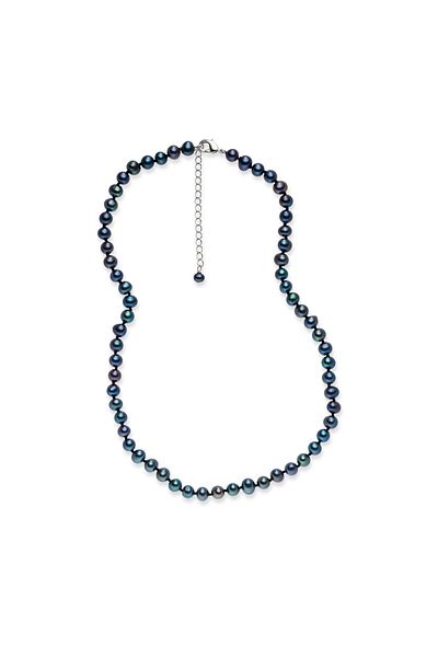 Lulu & Jane Perlenhalskette Kette Süßwasser-Zuchtperle pfauenblau