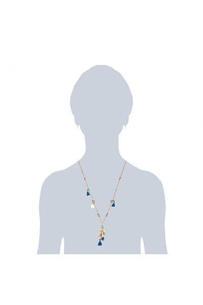 Lulu & Jane Modeschmuckhalskette Kette Mit Anhänger Gelbgold Kristall Bunt