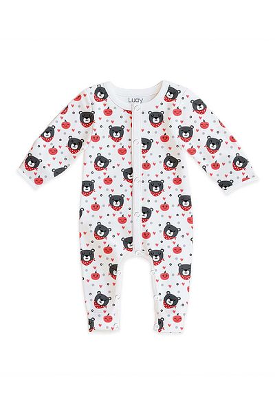luay 100% Cotton Full Sleeves Bear Printed Baby Romper,Bodysuit for Baby Girls & Baby Boy 0-3 M