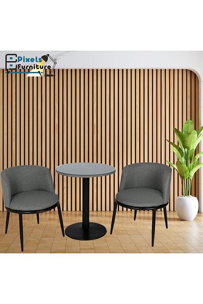 PixelsFurniture Pixel Furniture 2 Chairs and Table Set, Metal Wood Bases and High Quality Fabric