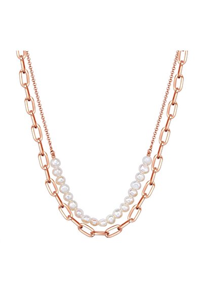 Lulu & Jane Perlenhalskette Kette roségold Süßwasser-Zuchtperle weiß