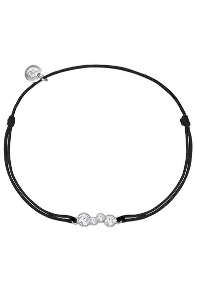 Glanzstücke München Textilarmband Armband Sterling Silber Textil (schwarz) Zirkonia weiß
