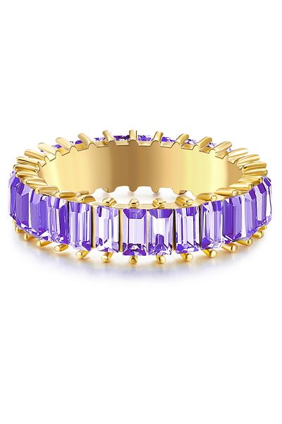 YOKOAMİİ Modeschmuckring Ring Gelbgold Kristall Violett