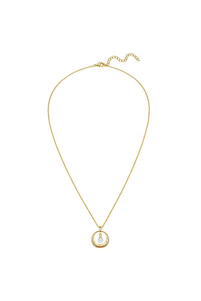 Rafaela Donata Silberhalskette Kette Mit Anhänger Sterling Silber Gelbgold Muschelkernperle Weiß Zirkonia Weiß