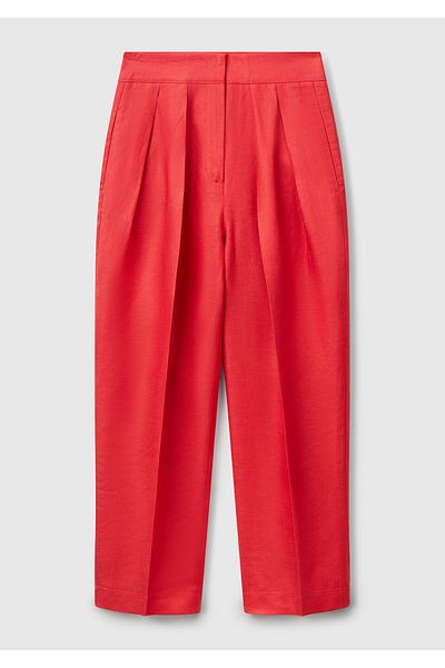 United Colors of Benetton Women's Coral Linen Blended Carrot Cut Pants