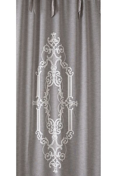 CASA NATURALE Linen Look Embroidered Panel Curtain 9138-03-028-14