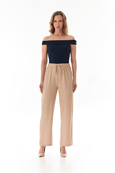 Fulla Moda Παντελόνι Bürümcük από ύφασμα δεμένο στη μέση