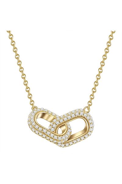 Glanzstücke München Silberhalskette Kette mit Anhänger Sterling Silber gelbgold Zirkonia weiß