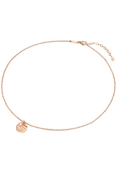 eastside Edelstahlhalskette Kette Mit Anhänger Edelstahl Roségold Zirkonia Weiß