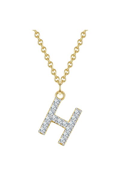 Glanzstücke München Silberhalskette Kette ve Anhänger Sterling Silber gelbgold Zirkonia weiß