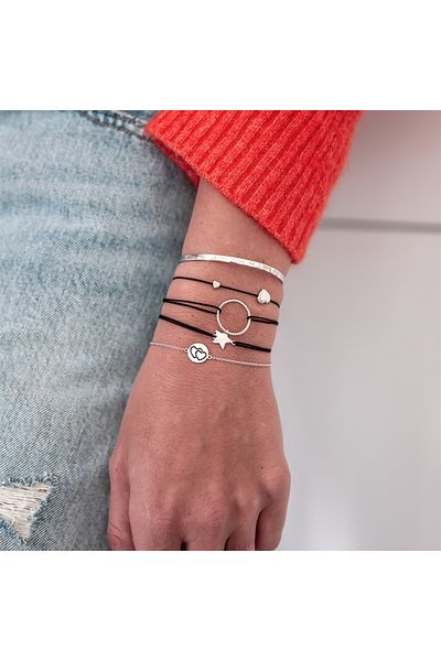 Glanzstücke München Tekstilkol bandı Kol Bandı Sterling Silber Textil (schwarz)