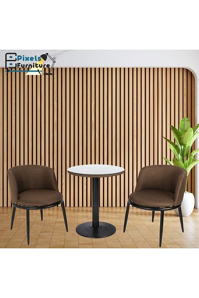 PixelsFurniture Pixel Furniture 2 Chairs and Table Set, Metal Wood Bases and High Quality Fabric