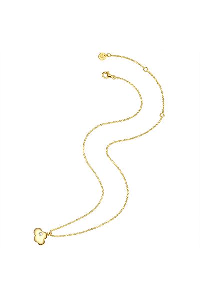 Glanzstücke München Silberhalskette Kette Mit Anhänger Sterling Silber Gelbgold Zirkonia Weiß