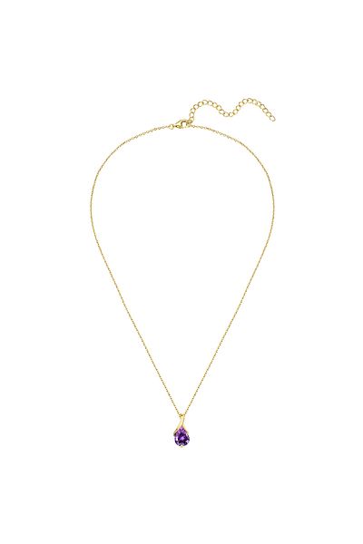 Rafaela Donata Silberhalskette Kette Mit Anhänger Sterling Silber Gelbgold Zirkonia Violett