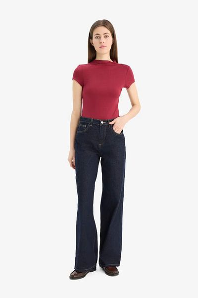DeFacto Slim Fit Slim Fit Half Turtleneck Short Sleeve T-Shirt E5906Ax25Sp