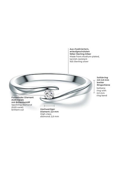 Trilani Diamantring Ring Sterling Silber Diamant Weiß