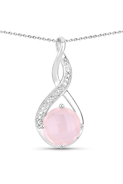 Rafaela Donata Edelsteinhalskette Kette Mit Anhänger Sterling Silber Rosenquarz