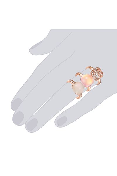 Lulu & Jane Modeschmuckring 3er Set Ringe Roségold Verziert Mit Kristallen Von Swarovski® Weiß