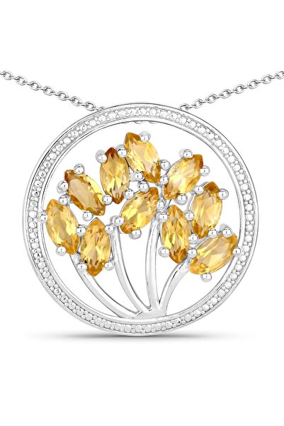 Rafaela Donata Edelsteinhalskette Kette mit Anhänger Sterling Silber Citrin