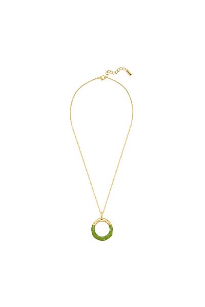 YOKOAMİİ Modeschmuckhalskette Kette Mit Anhänger Gelbgold Emaille Oliv