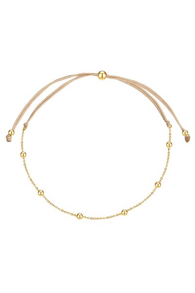 Glanzstücke München Textilarmband Armband Sterling Silber Gelbgold Textil (BEIGE)