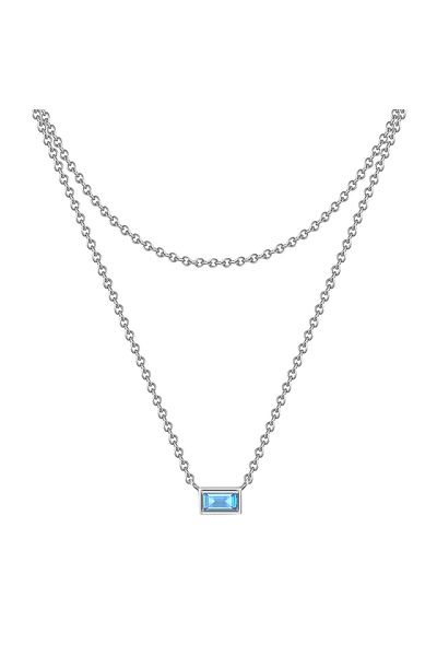 Glanzstücke München Silberhalskette Kette Mit Anhänger Sterling Silber Zirkonia Hellblau