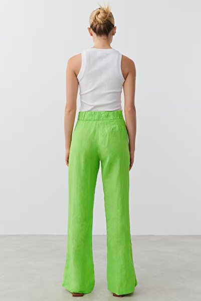 Madmext Green Belted Wide Leg Women's Trousers MG2021