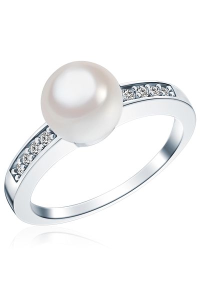 Rafaela Donata Silberring Ring Sterling Silber Südsee-muschelkernperle Weiß Zirkonia Weiß