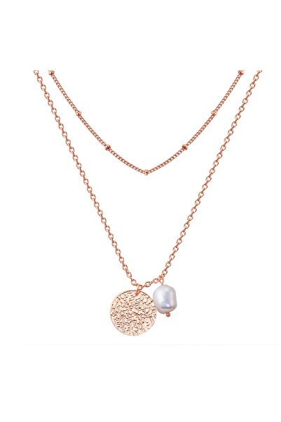 Valero Pearls Edelstahlhalskette Kette Edelstahl roségold Süßwasser-Zuchtperl...