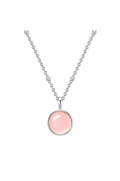 Glanzstücke München Silberhalskette Kette mit Anhänger Sterling Silber Rosenquarz