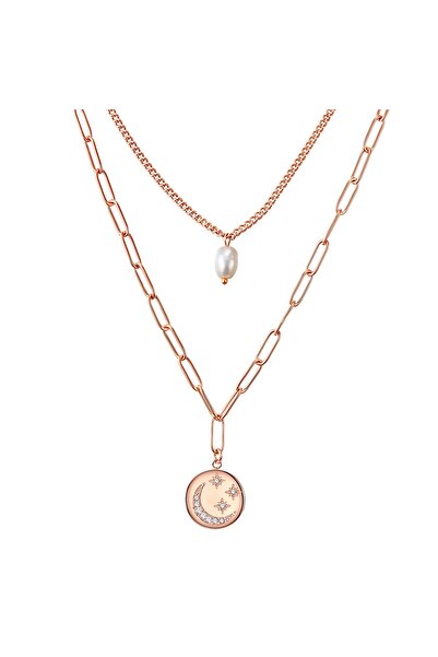 Valero Pearls Edelstahlhalskette Kette Edelstahl roségold Süßwasser-Zuchtperl...