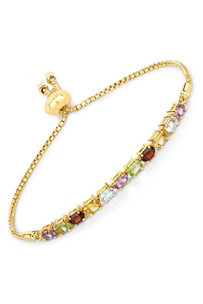 Rafaela Donata Edelsteinarmband Armband Sterling Silber gelbvergoldet Edelste...