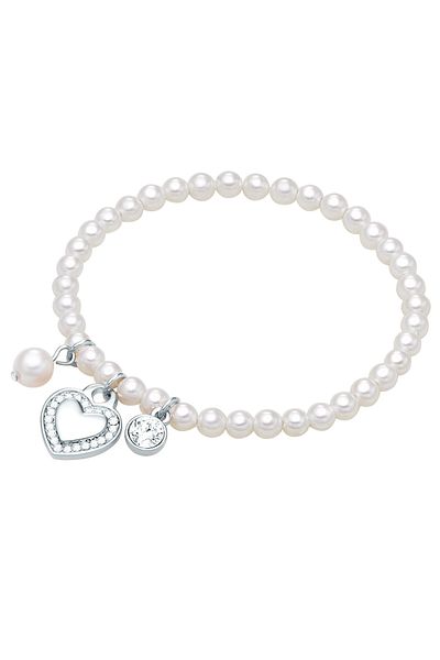 Lulu & Jane Perlenarmband Armband Muschelkernperle Weiß Kristall Weiß