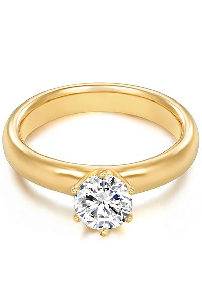 Trilani Silberring Ring Sterling Silber Gelbgold Zirkonia Weiß