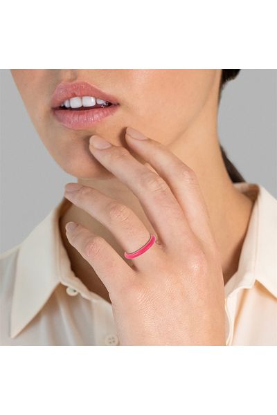 Glanzstücke München Silberring Ring Sterling Silber gelbgold Emaille pink