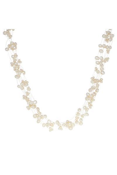 Valero Pearls Perlenhalskette Kette Sterling Silber Süßwasser-zuchtperle Weiß