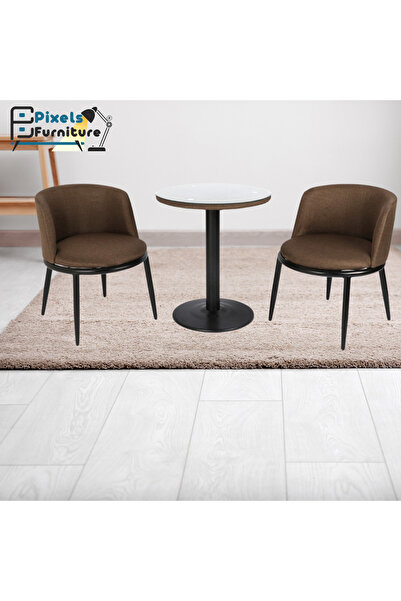 PixelsFurniture Pixel Furniture 2 Chairs and Table Set, Metal Wood Bases and High Quality Fabric
