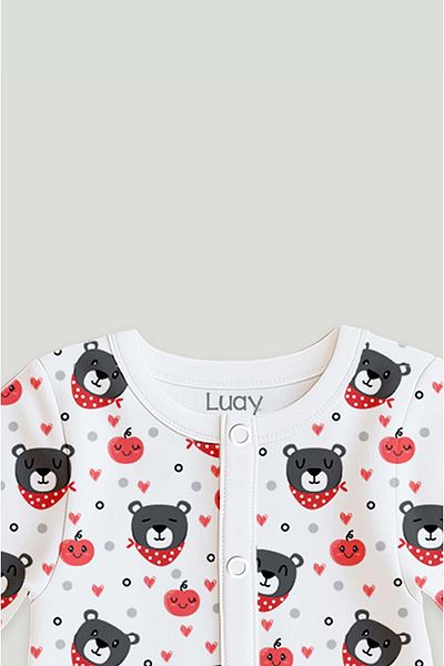 luay 100% Cotton Full Sleeves Bear Printed Baby Romper,Bodysuit for Baby Girls & Baby Boy 0-3 M