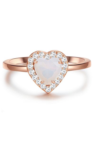 Glanzstücke München Silberring Ring Sterling Silber Roségold Mondstein (SYNTH.) Zirkonia Weiß