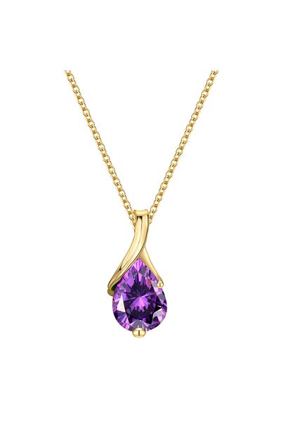 Rafaela Donata Silberhalskette Kette Mit Anhänger Sterling Silber Gelbgold Zirkonia Violett