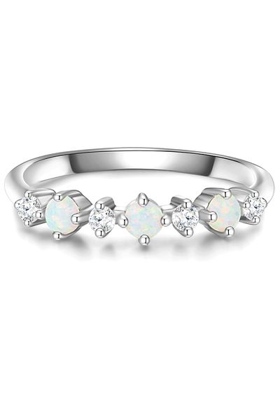 Glanzstücke München Silberring Ring Sterling Silber Opal (SYNTH.) Zirkonia Weiß
