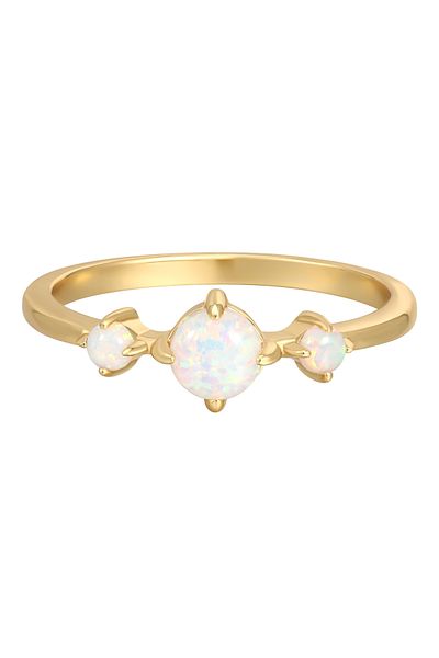 Rafaela Donata Silberring Ring Sterling Silber Gelbgold Opal (SYNTH.) Weiß