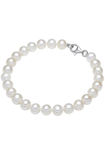 Lulu & Jane Perlenarmband Armband Sterling Silber Süßwasser-zuchtperle Weiß
